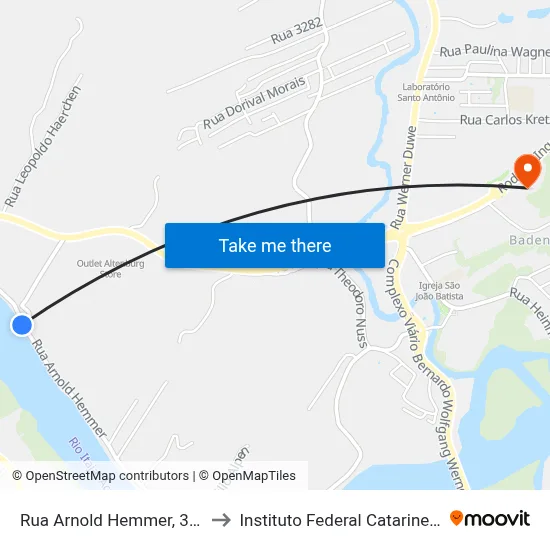 Rua Arnold Hemmer, 3095 to Instituto Federal Catarinense map