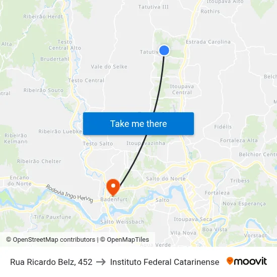 Rua Ricardo Belz, 452 to Instituto Federal Catarinense map