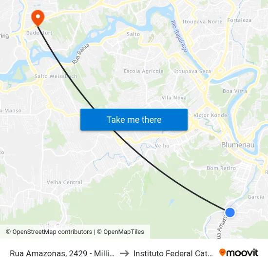 Rua Amazonas, 2429 - Millium Garcia to Instituto Federal Catarinense map