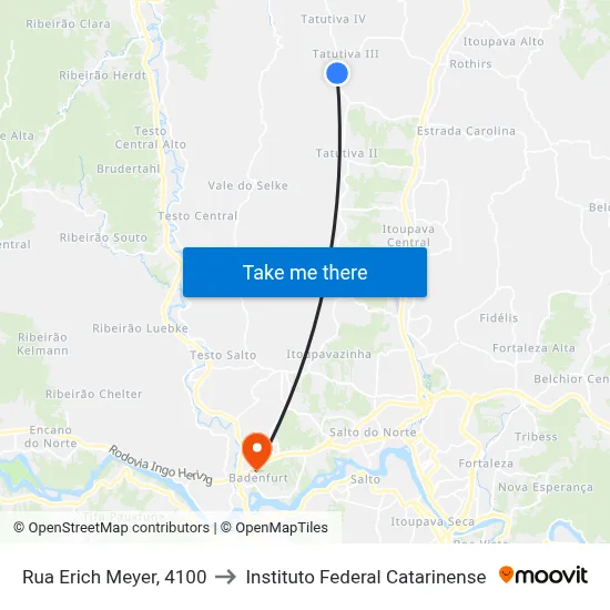 Rua Erich Meyer, 4100 to Instituto Federal Catarinense map