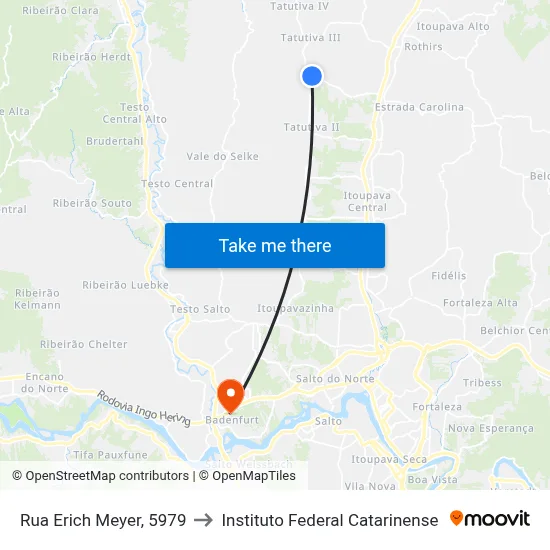 Rua Erich Meyer, 5979 to Instituto Federal Catarinense map