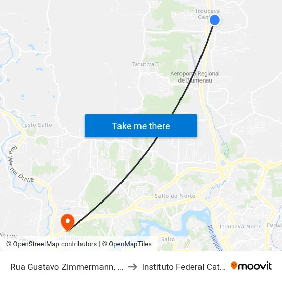 Rua Gustavo Zimmermann, 3870-3946 to Instituto Federal Catarinense map
