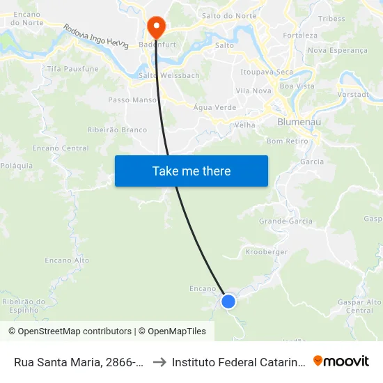 Rua Santa Maria, 2866-3050 to Instituto Federal Catarinense map