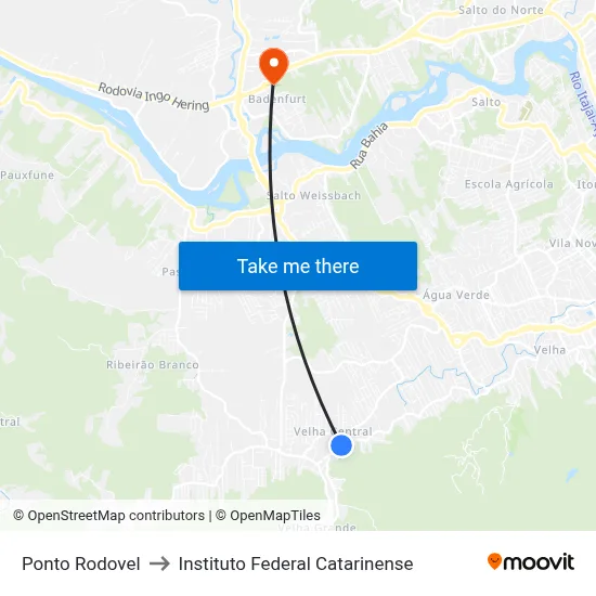 Ponto Rodovel to Instituto Federal Catarinense map
