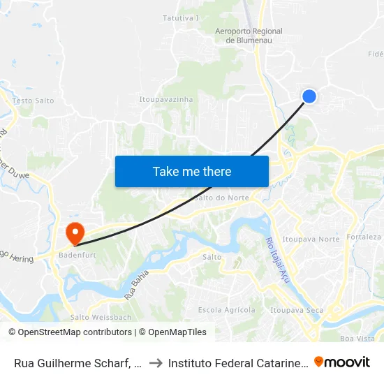 Rua Guilherme Scharf, 971 to Instituto Federal Catarinense map