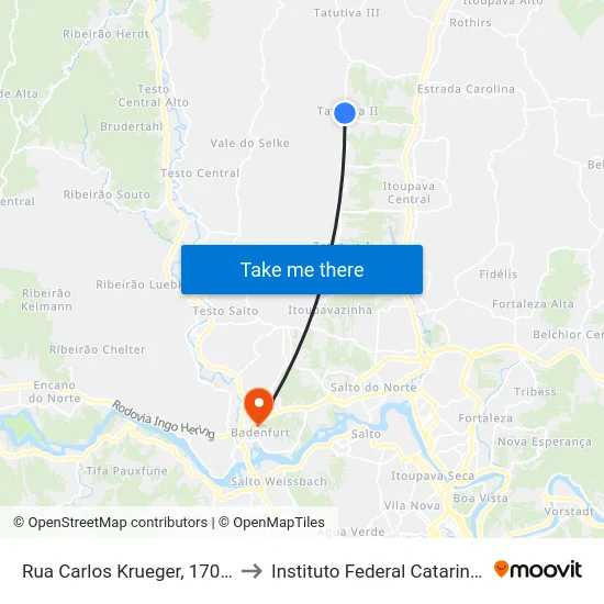 Rua Carlos Krueger, 170-312 to Instituto Federal Catarinense map
