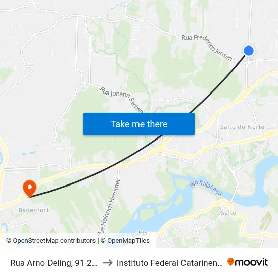 Rua Arno Deling, 91-231 to Instituto Federal Catarinense map
