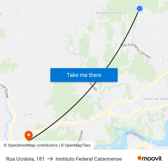 Rua Ucrânia, 181 to Instituto Federal Catarinense map
