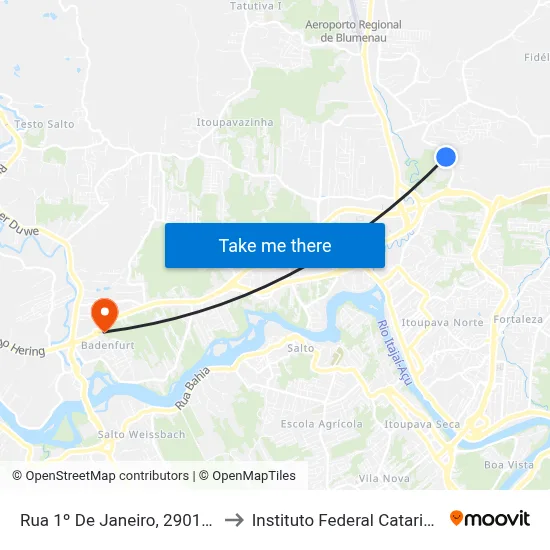 Rua 1º De Janeiro, 2901-2947 to Instituto Federal Catarinense map