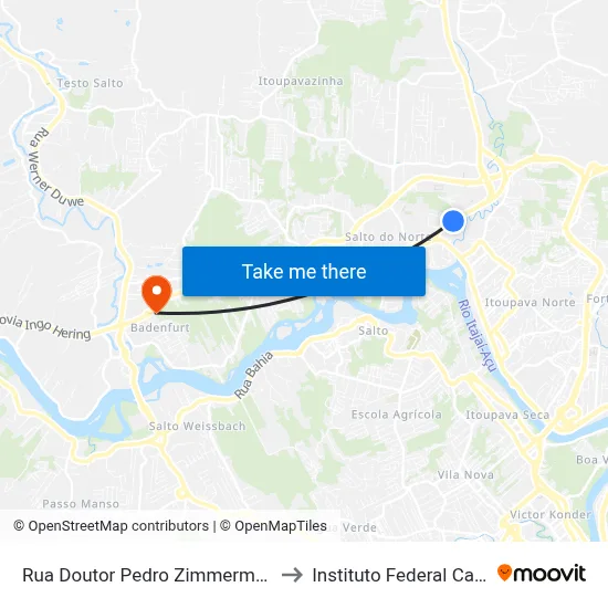 Rua Doutor Pedro Zimmermann, 374-400 to Instituto Federal Catarinense map