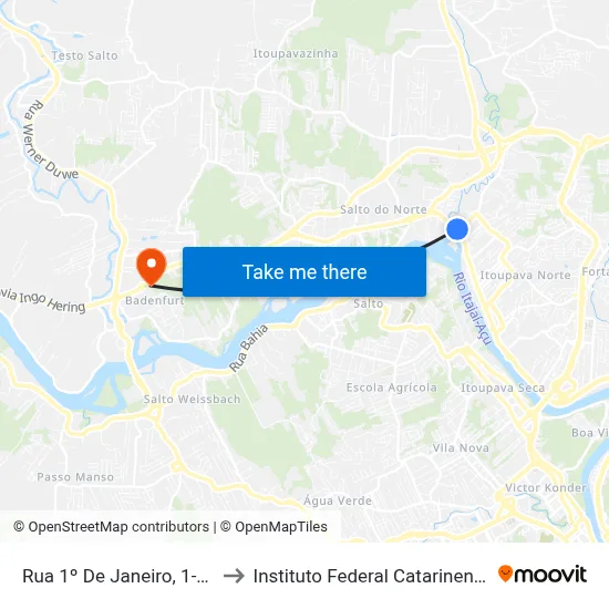 Rua 1º De Janeiro, 1-33 to Instituto Federal Catarinense map
