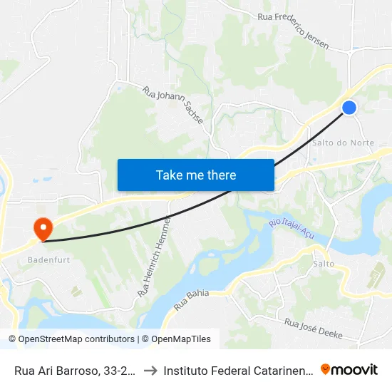 Rua Ari Barroso, 33-225 to Instituto Federal Catarinense map