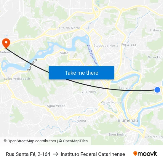 Rua Santa Fé, 2-164 to Instituto Federal Catarinense map
