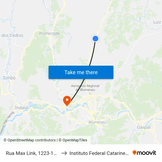 Rua Max Link, 1223-1499 to Instituto Federal Catarinense map