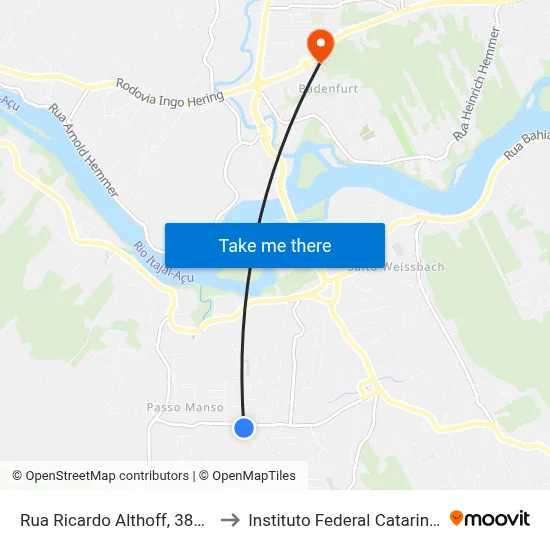 Rua Ricardo Althoff, 383-805 to Instituto Federal Catarinense map