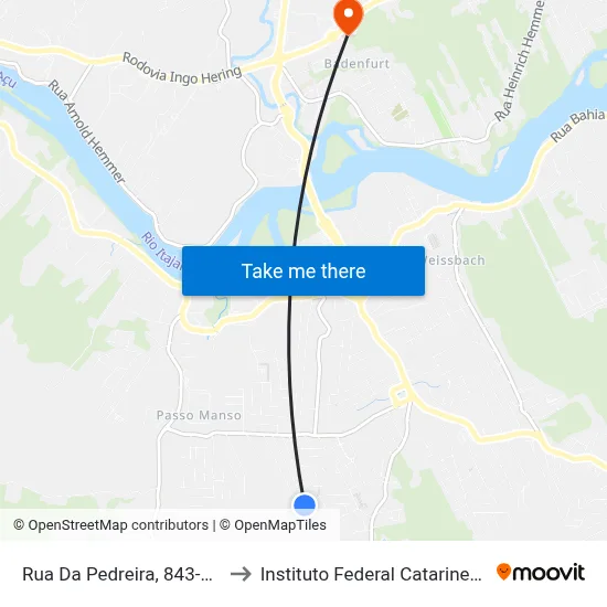 Rua Da Pedreira, 843-901 to Instituto Federal Catarinense map