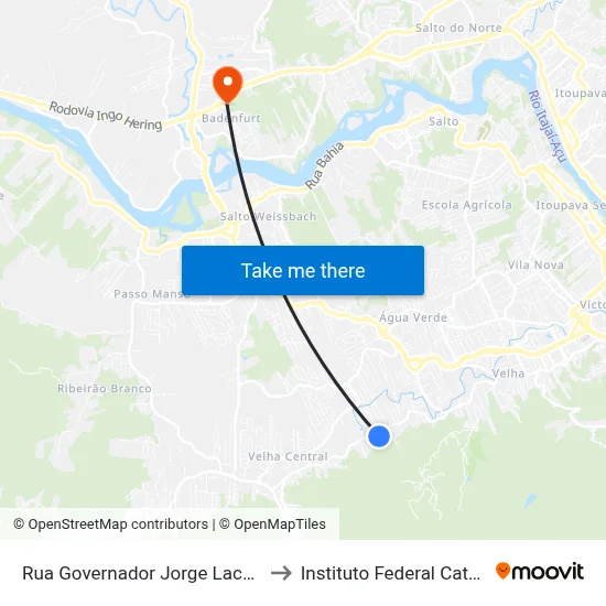 Rua Governador Jorge Lacerda, 1435 to Instituto Federal Catarinense map