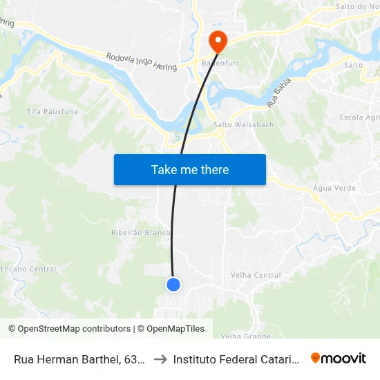 Rua Herman Barthel, 633-695 to Instituto Federal Catarinense map