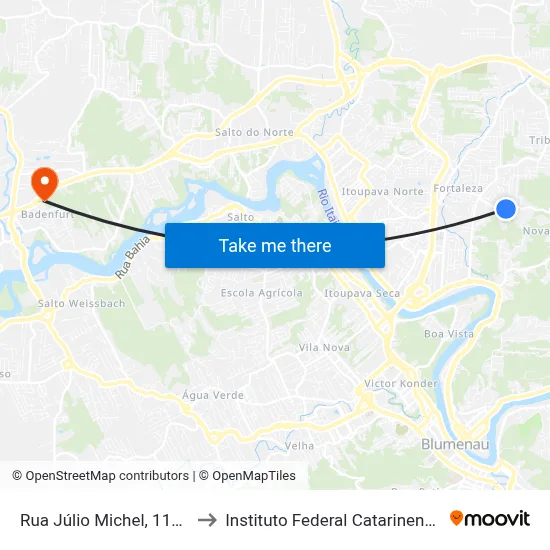 Rua Júlio Michel, 1150 to Instituto Federal Catarinense map