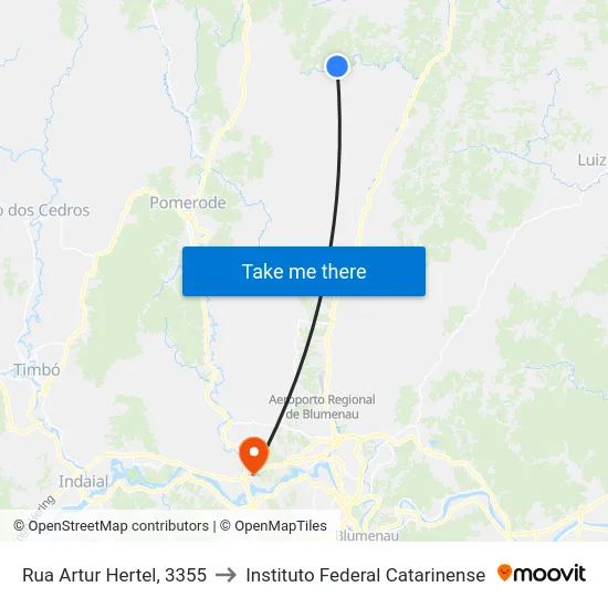 Rua Artur Hertel, 3355 to Instituto Federal Catarinense map