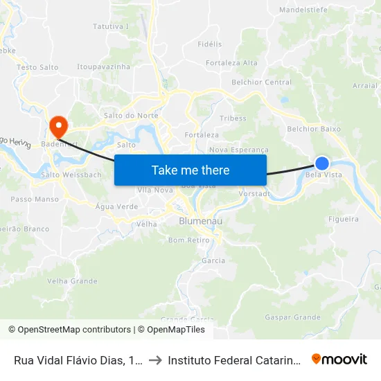 Rua Vidal Flávio Dias, 1055 to Instituto Federal Catarinense map