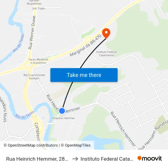 Rua Heinrich Hemmer, 2862-2880 to Instituto Federal Catarinense map