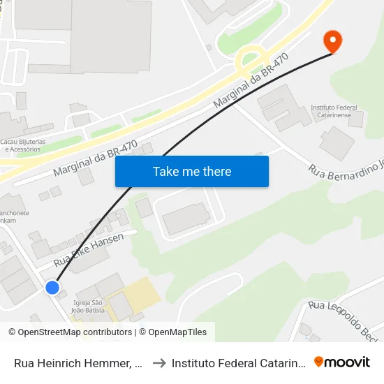 Rua Heinrich Hemmer, 2980 to Instituto Federal Catarinense map