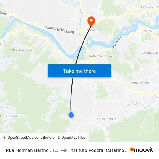 Rua Herman Barthel, 1241 to Instituto Federal Catarinense map