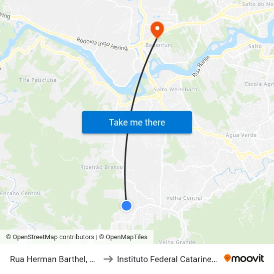 Rua Herman Barthel, 553 to Instituto Federal Catarinense map