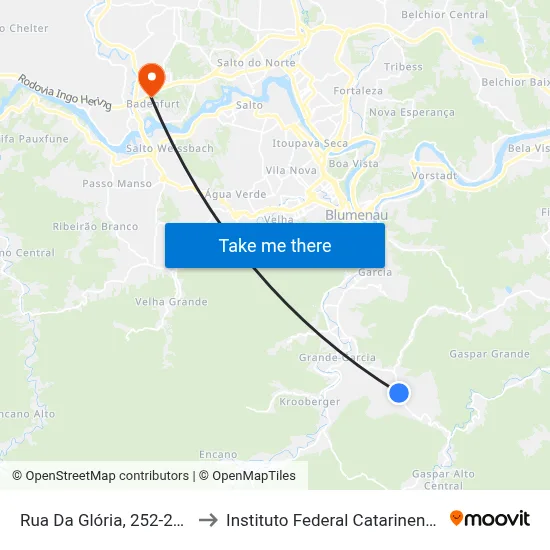 Rua Da Glória, 252-264 to Instituto Federal Catarinense map