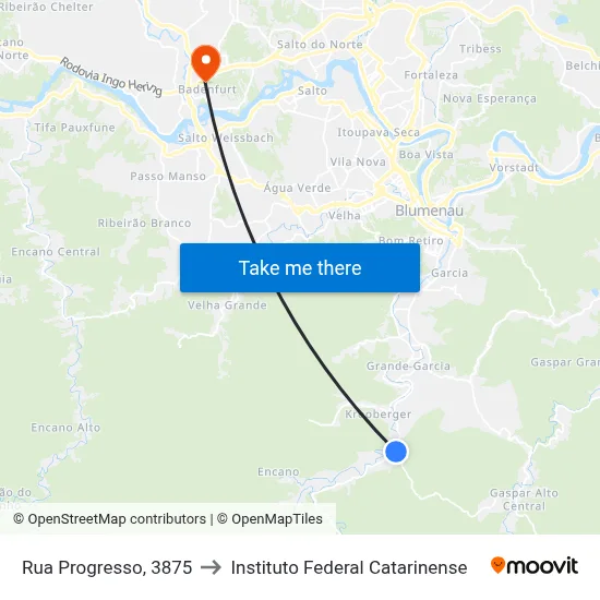 Rua Progresso, 3875 to Instituto Federal Catarinense map