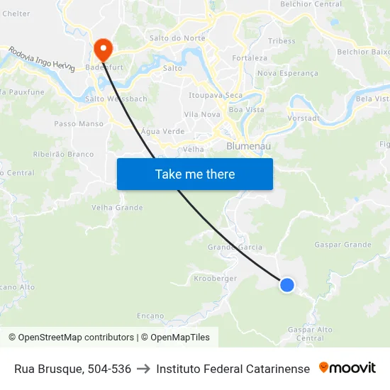 Rua Brusque, 504-536 to Instituto Federal Catarinense map