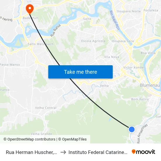 Rua Herman Huscher, 18 to Instituto Federal Catarinense map