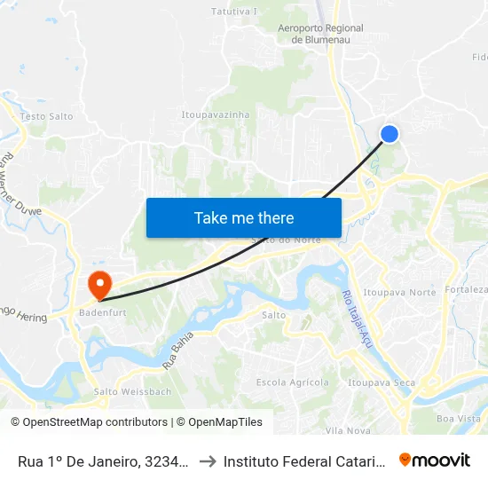 Rua 1º De Janeiro, 3234-3262 to Instituto Federal Catarinense map
