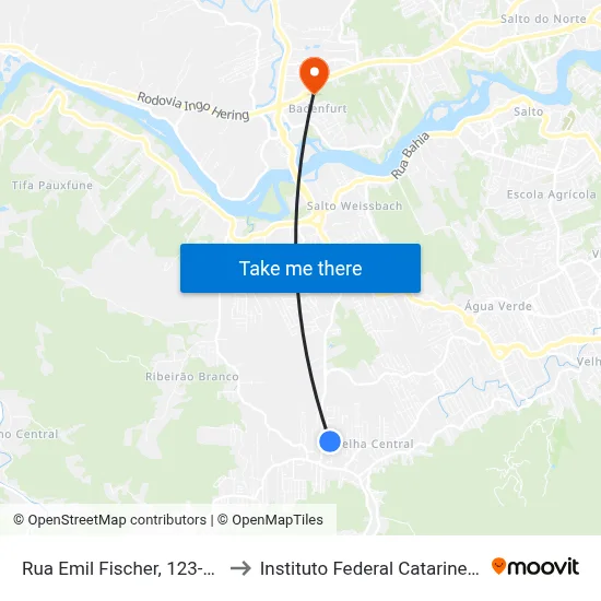 Rua Emil Fischer, 123-183 to Instituto Federal Catarinense map