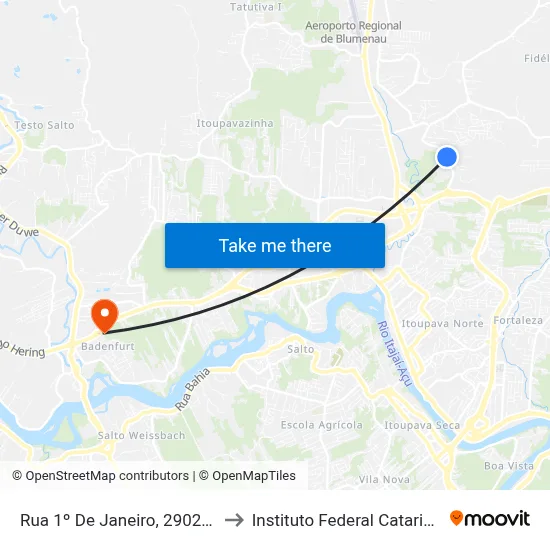 Rua 1º De Janeiro, 2902-2948 to Instituto Federal Catarinense map