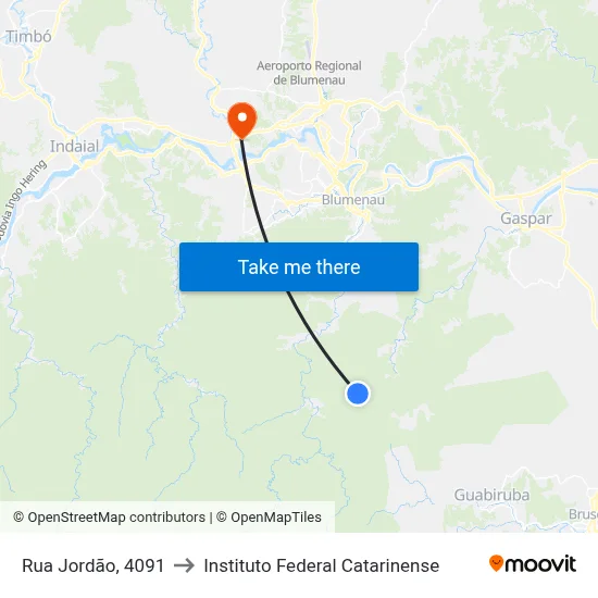 Rua Jordão, 4091 to Instituto Federal Catarinense map