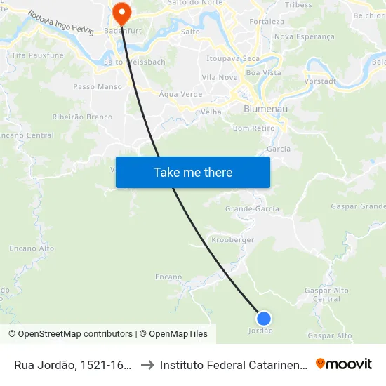 Rua Jordão, 1521-1663 to Instituto Federal Catarinense map
