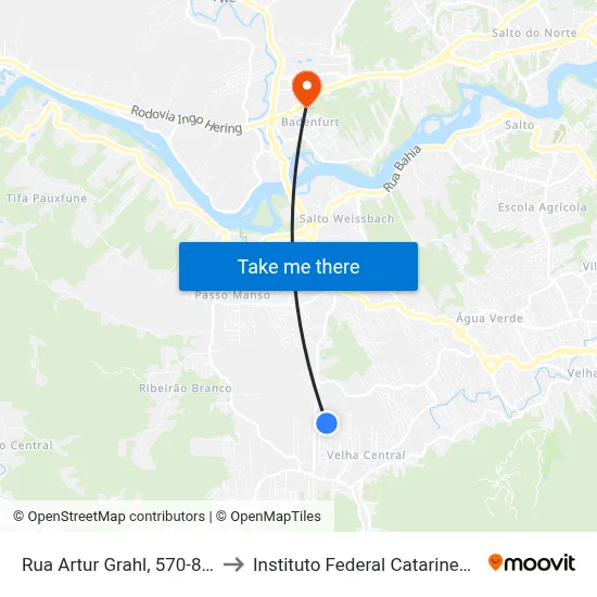 Rua Artur Grahl, 570-864 to Instituto Federal Catarinense map