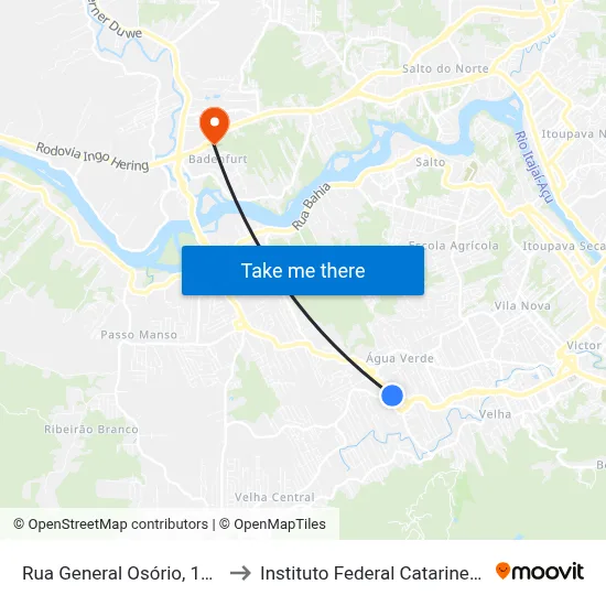 Rua General Osório, 1200 to Instituto Federal Catarinense map