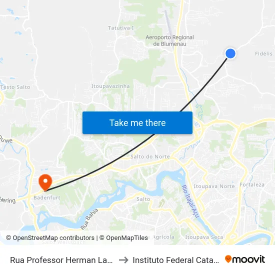 Rua Professor Herman Lange, 800 to Instituto Federal Catarinense map