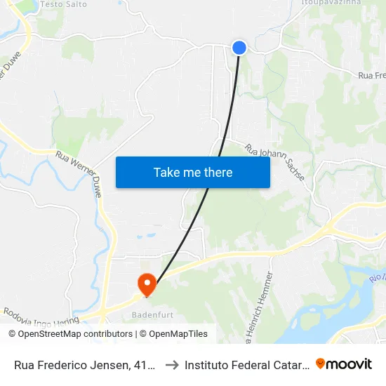 Rua Frederico Jensen, 4149-4259 to Instituto Federal Catarinense map