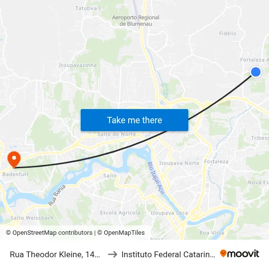 Rua Theodor Kleine, 146-496 to Instituto Federal Catarinense map