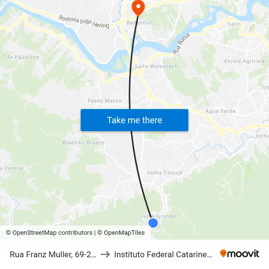 Rua Franz Muller, 69-257 to Instituto Federal Catarinense map