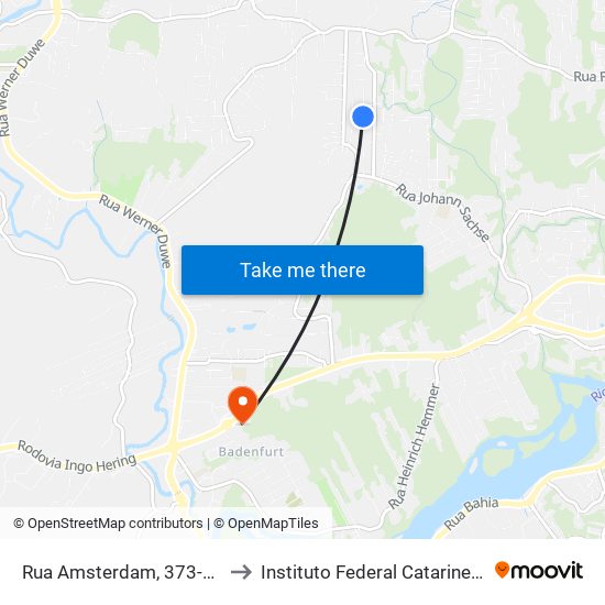 Rua Amsterdam, 373-941 to Instituto Federal Catarinense map