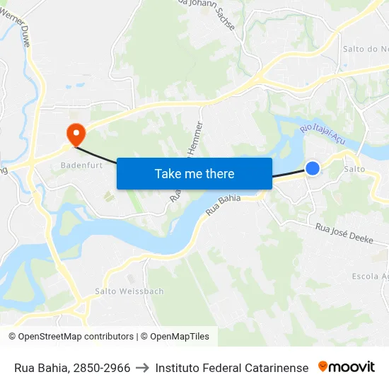 Rua Bahia, 2850-2966 to Instituto Federal Catarinense map