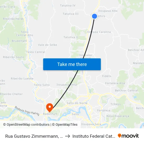 Rua Gustavo Zimmermann, 9671-9681 to Instituto Federal Catarinense map