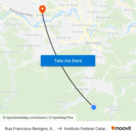 Rua Francisco Benigno, 483-633 to Instituto Federal Catarinense map