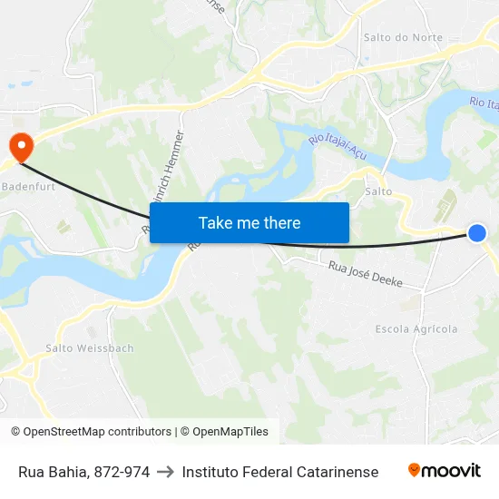 Rua Bahia, 872-974 to Instituto Federal Catarinense map