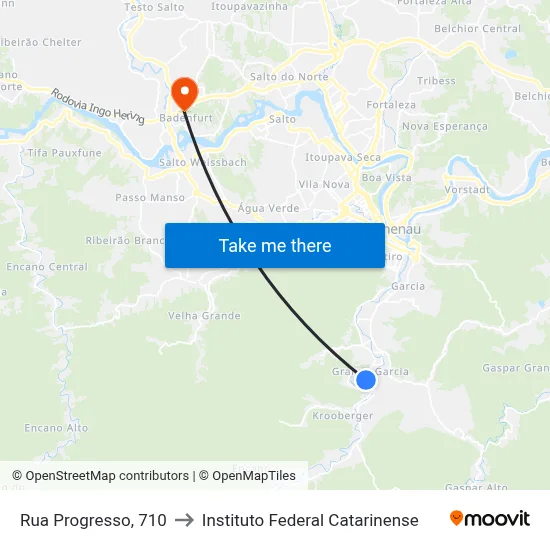 Rua Progresso, 710 to Instituto Federal Catarinense map